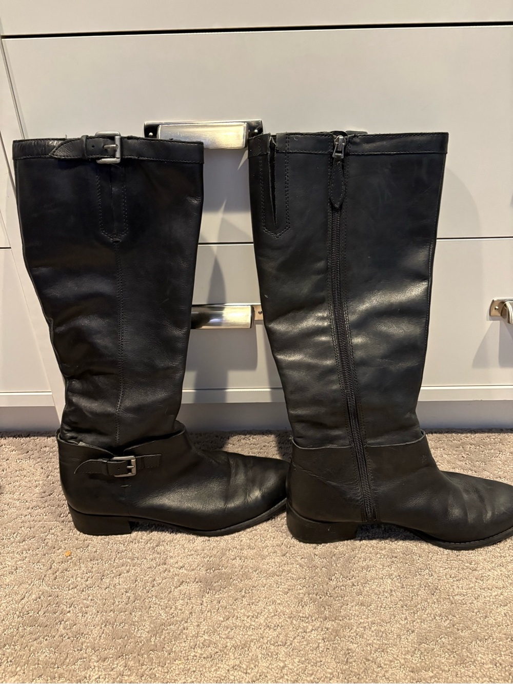 Franco Sarto Black Leather Tall Riding Boots